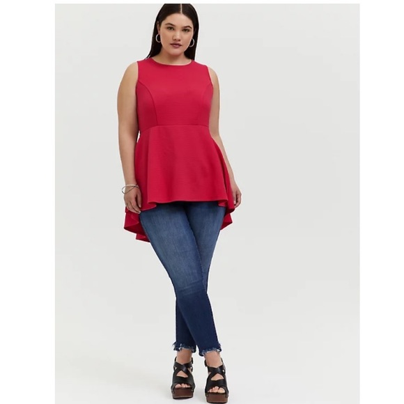 🆕 TORRID ⭐️ Textured Ponte Hi-Low Peplum Blouse - Picture 3 of 13